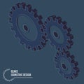 Modern vector illustration of isometric gears with on the grey