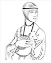 Modern vector Illustration. Lady with an Ermine by Leonardo da Vinci. Creative Royalty Free Stock Photo