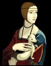 Modern vector Illustration. Lady with an Ermine by Leonardo da Vinci. Creative