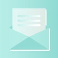 Modern vector illustration. A letter icon, blue envelope, a post with a blue sheet of paper and text. Image for website Royalty Free Stock Photo