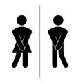 Modern vector illustration of restrooms man and women sign icon. Girls and boys toilet symbols, fun signs for bathroom