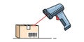 Barcode Scanner Scanning Package Vector Illustration Royalty Free Stock Photo