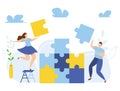 Modern vector illustration of teamwork. Business concept of team metaphor. Business partnership. Brainstorm. Searching for new Royalty Free Stock Photo