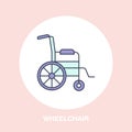 Modern vector line icon of wheelchair. Disabled people help linear logo. Outline symbol for handicapped. Special needs Royalty Free Stock Photo