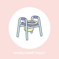 Modern vector line icon of wheelchair toilet. Disabled people help linear logo. Outline symbol for special needs Royalty Free Stock Photo