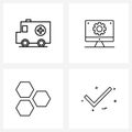 Modern Vector Line Illustration of 4 Simple Line Icons of ambulance, cells, emergency, computer preferences, user interface