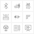 Set of 9 Universal Line Icons of arrow, charging, pencil, charging, health