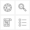 Modern Vector Line Illustration of 4 Simple Line Icons of banking; home; coin; glass; news Royalty Free Stock Photo