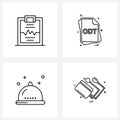 Modern Vector Line Illustration of 4 Simple Line Icons of cardiogram, cooking, file, files, food