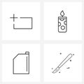 Modern Vector Line Illustration of 4 Simple Line Icons of crop, fuel bottle, candle, flame, medical