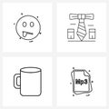 Modern Vector Line Illustration of 4 Simple Line Icons of emoji; coffee; nervous; tie; file