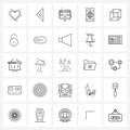 Modern Vector Line Illustration of 25 Simple Line Icons of modeling, cube, web layout, abstract, mobile network
