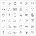 Modern Vector Line Illustration of 36 Simple Line Icons of pad, disabled, shine, circle, message