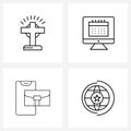 Modern Vector Line Illustration of 4 Simple Line Icons of cross, mobile, calendar, screen, phone