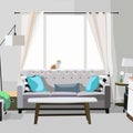 Modern vector living room interior design. apartment illustration.