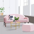 Modern vector living room interior design. apartment illustration.