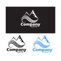 Modern vector logo design with waves and mountains Royalty Free Stock Photo