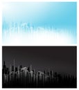 Modern vector night day white black light dark city horizon scape sky scraper background. Architectural business building Royalty Free Stock Photo