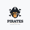 Modern vector professional logo emblem pirates monkey