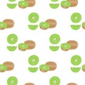 Modern vector seamless pattern with cute kiwi fruits.