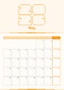 Modern vector vertical calendar sheet for May 2026, planner in English Royalty Free Stock Photo