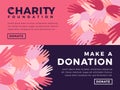 Modern vector website banner templates with charity objects