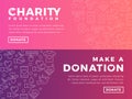 Modern vector website banner templates with charity objects