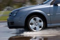 Modern Vehicle Driving on Wet Road