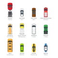 Modern Vehicle Transport Top View Vector Icons Set