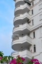 Modern ventilated facade with balconies. Fragment of a new elite residential building or commercial complex Royalty Free Stock Photo