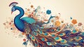 a modern version of a peacock illustration, design style, ai generated image