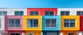 Modern and vibrant row of urban townhouses in a newly constructed real estate development. Concept Royalty Free Stock Photo