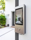 Modern Video Intercom at a Luxury Home Entrance Royalty Free Stock Photo