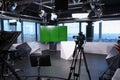 Modern video recording studio with cameras