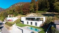 Modern villa with swimming pool, aerial view Royalty Free Stock Photo