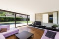 Modern villa, interior, living room Royalty Free Stock Photo