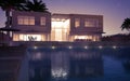 Modern villa night view Royalty Free Stock Photo