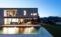 Modern villa with pool Royalty Free Stock Photo