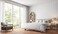 Modern vintage bedroom 3d rendering image