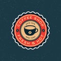 Modern vintage coffee shop label. vector illustration