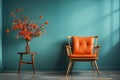 Modern vintage contemporary Interior Living room with orange leather chair