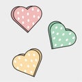 Modern vintage decorative design element of the heart with dots. 3d volumetric vector illustration. Heart set