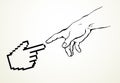 Hands of the creation of Adam. Vector drawing Royalty Free Stock Photo