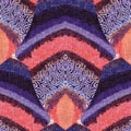 Colorful retro kaleidoscope sixties style pattern. Modern vintage fabric textile background. Fun funky woven screen Royalty Free Stock Photo