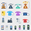 Telephones vector icons different design communication equipment Royalty Free Stock Photo