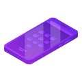 Modern violet smartphone icon, isometric style