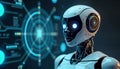Modern virtual assistant chatbot interacts with client. AI-driven customer service solution displayed with friendly bot. Instant