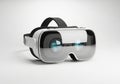 Modern virtual reality headset with reflective lenses isolated on white background Royalty Free Stock Photo