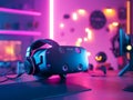 modern virtual reality headset in tech-focused setup