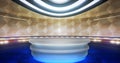 Modern, virtual TV studio background with desk, ideal for tv news shows, or events